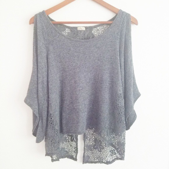 Grey Knit Cold Shoulder Top - Picture 2 of 6